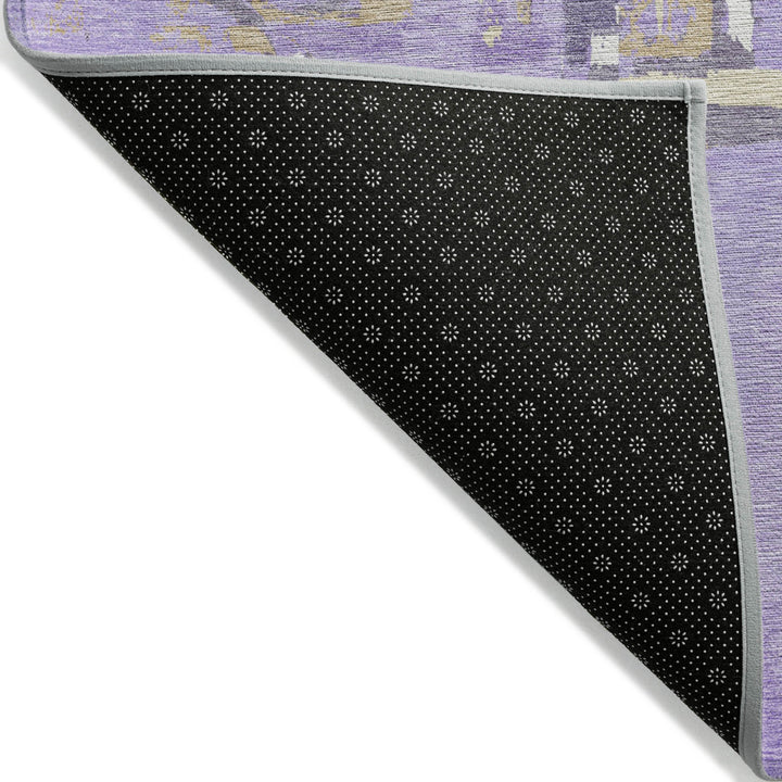 10' X 14' Lavender Lilac And Purple Geometric Washable Indoor Outdoor Area Rug-3