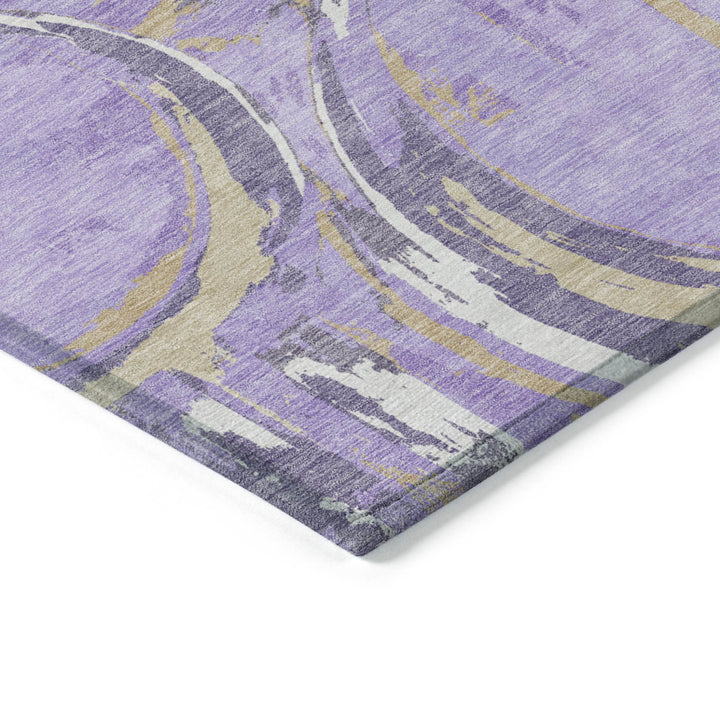 10' X 14' Lavender Lilac And Purple Geometric Washable Indoor Outdoor Area Rug-4