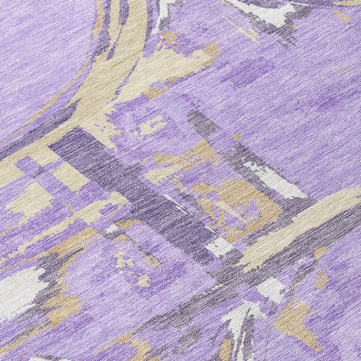 10' X 14' Lavender Lilac And Purple Geometric Washable Indoor Outdoor Area Rug-5