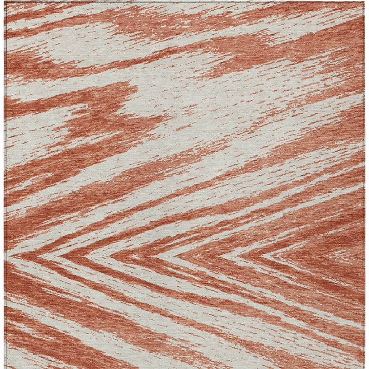 3' X 5' Salmon And Ivory Abstract Washable Indoor Outdoor Area Rug-6