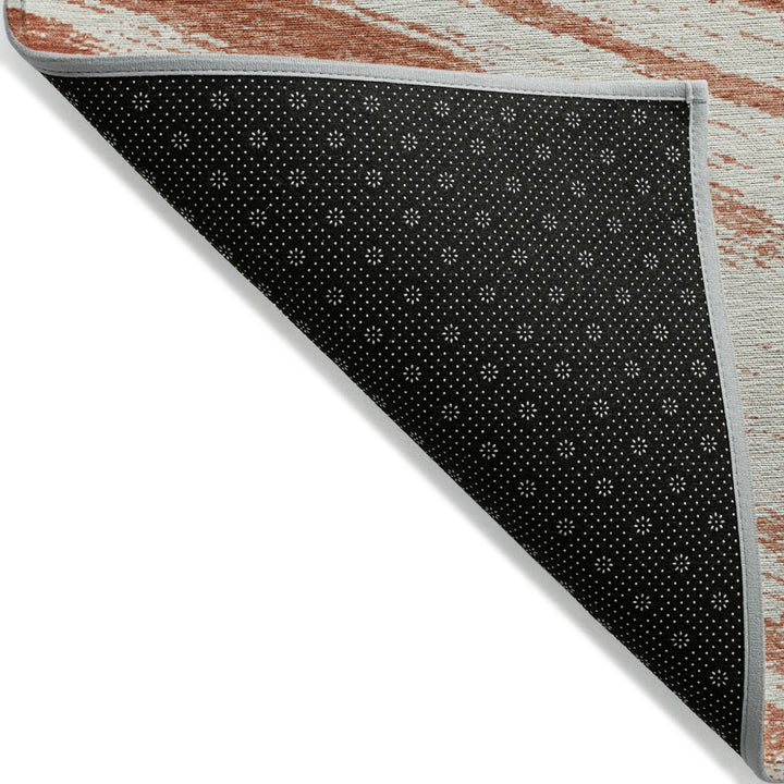 3' X 5' Salmon And Ivory Abstract Washable Indoor Outdoor Area Rug-3