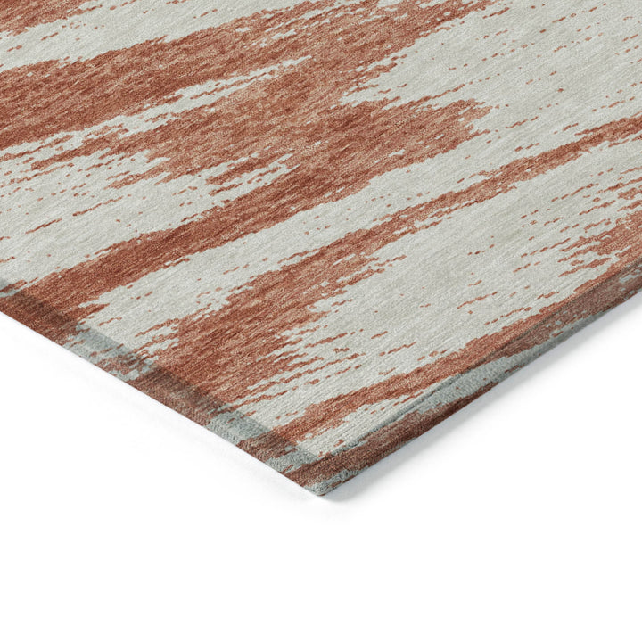 3' X 5' Salmon And Ivory Abstract Washable Indoor Outdoor Area Rug-4