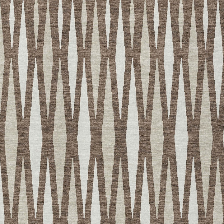 5' X 8' Brown And Ivory Geometric Washable Indoor Outdoor Area Rug-5