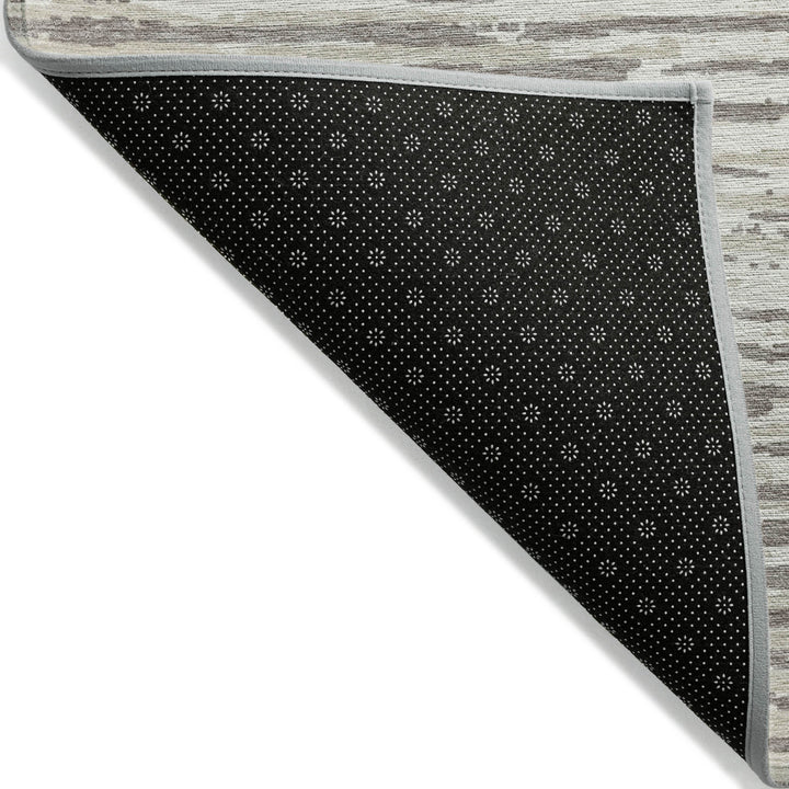 3' X 5' Taupe And Ivory Striped Washable Indoor Outdoor Area Rug-3