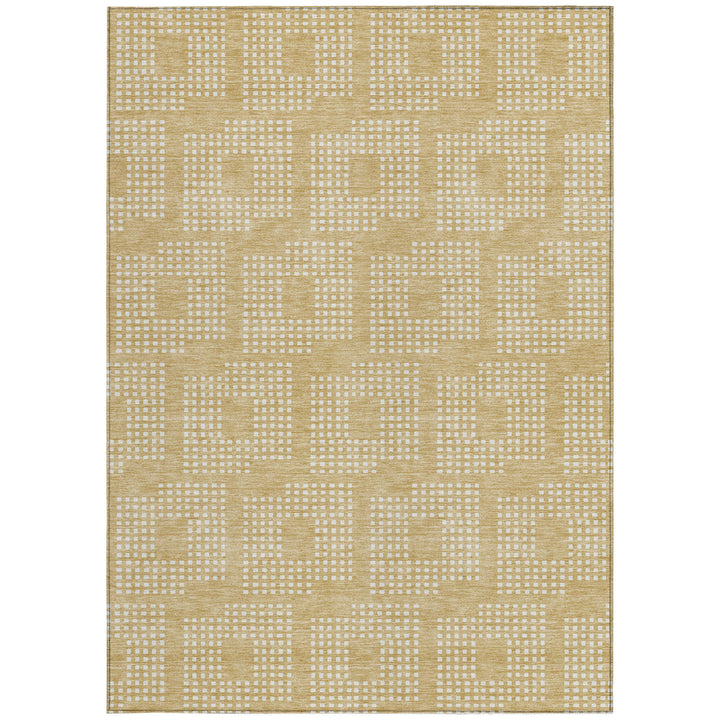 3' X 5' Gold And Ivory Geometric Washable Indoor Outdoor Area Rug-6