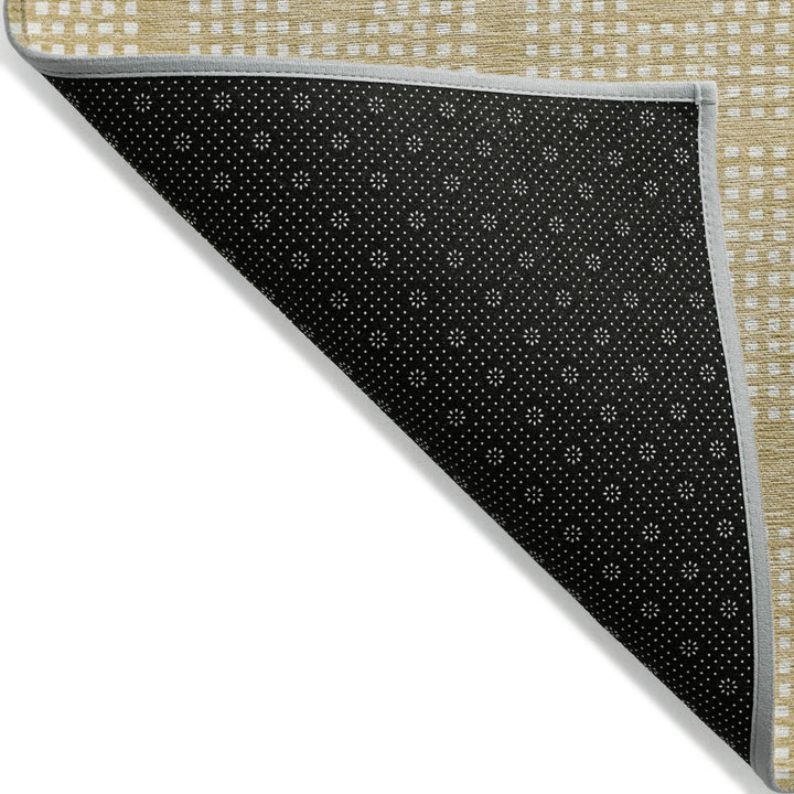 3' X 5' Gold And Ivory Geometric Washable Indoor Outdoor Area Rug-3