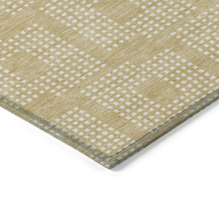 3' X 5' Gold And Ivory Geometric Washable Indoor Outdoor Area Rug-4