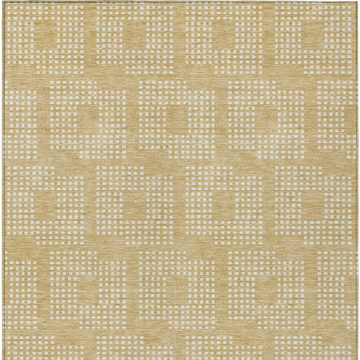 3' X 5' Gold And Ivory Geometric Washable Indoor Outdoor Area Rug-5
