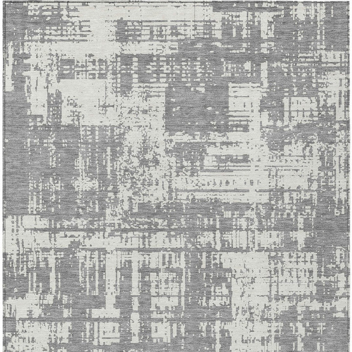 8' X 10' Gray And Ivory Abstract Washable Indoor Outdoor Area Rug-6