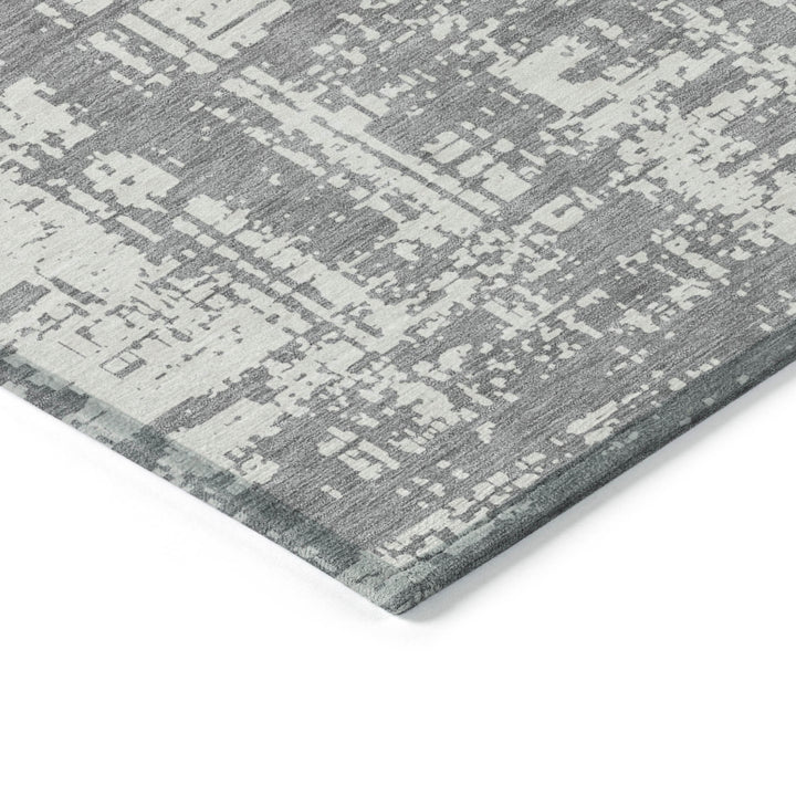 8' X 10' Gray And Ivory Abstract Washable Indoor Outdoor Area Rug-4