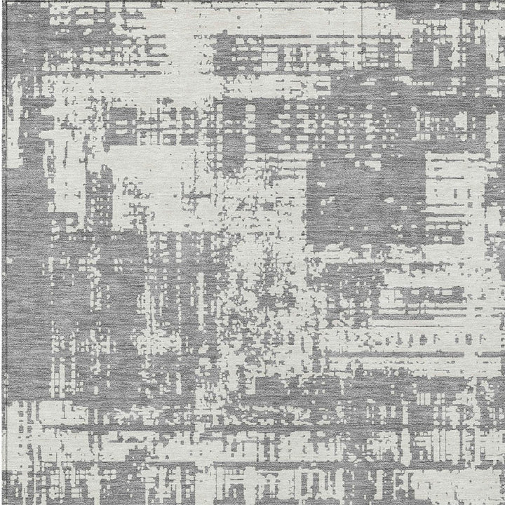 8' X 10' Gray And Ivory Abstract Washable Indoor Outdoor Area Rug-5