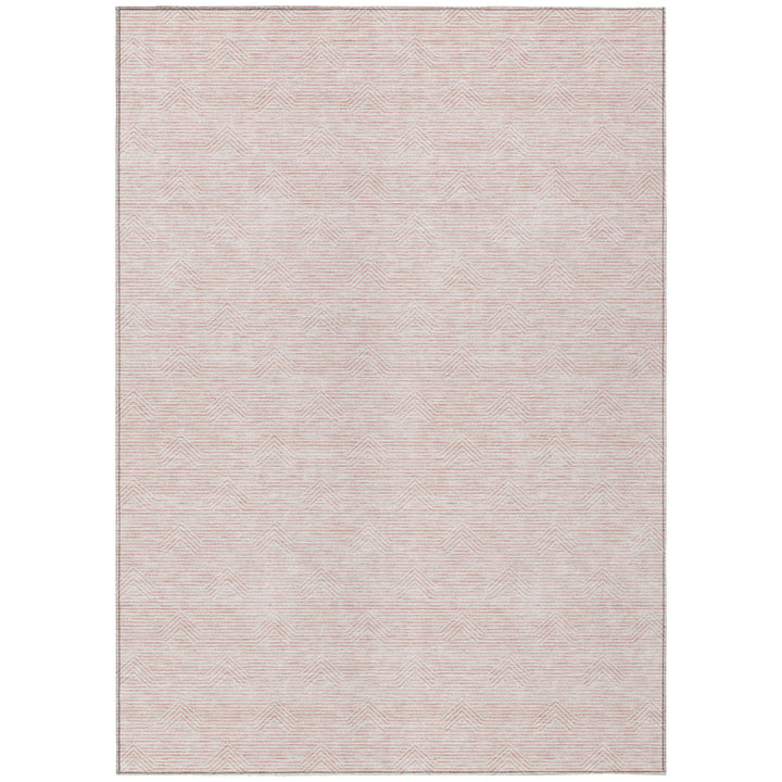 3' X 5' Pink And Gray Geometric Washable Indoor Outdoor Area Rug-1