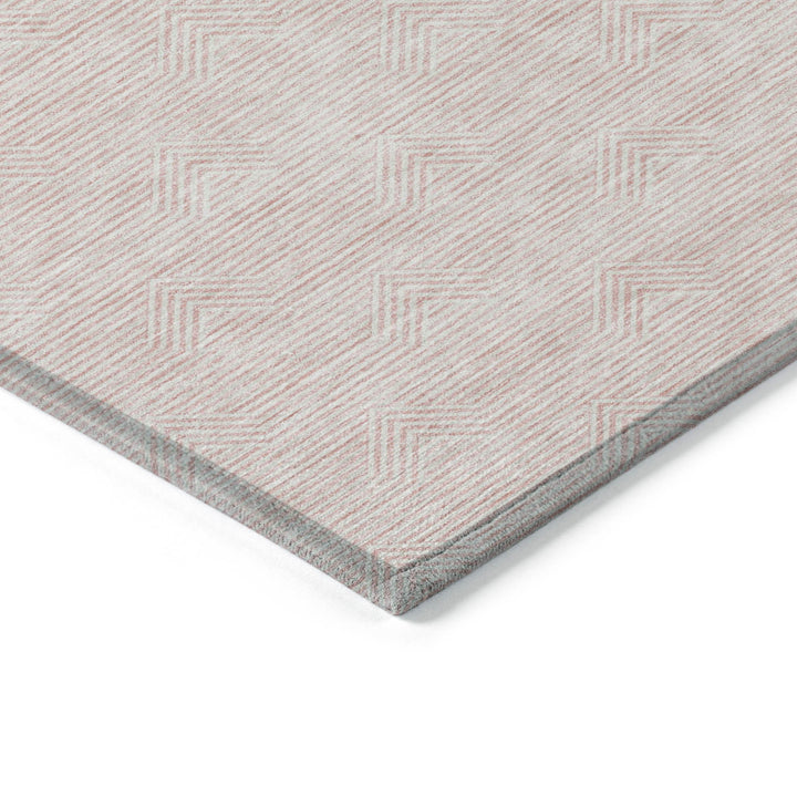 3' X 5' Pink And Gray Geometric Washable Indoor Outdoor Area Rug-4