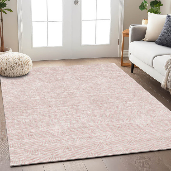 3' X 5' Pink And Gray Geometric Washable Indoor Outdoor Area Rug-8
