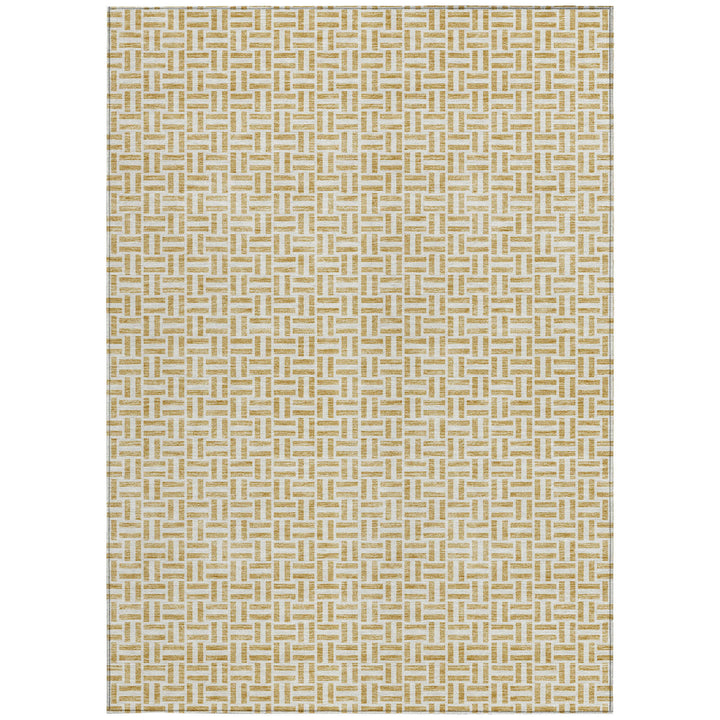 9' X 12' Gold And Ivory Geometric Washable Indoor Outdoor Area Rug-7