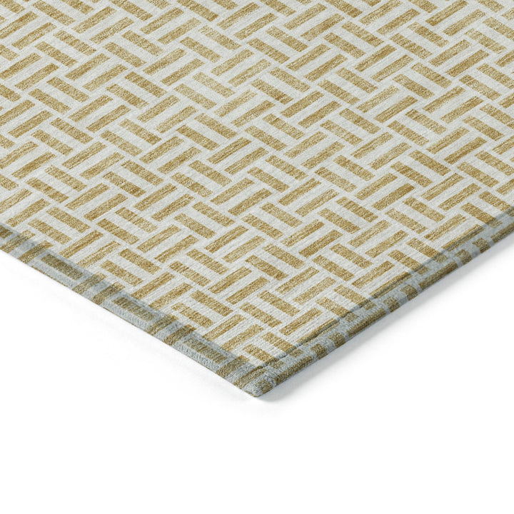 9' X 12' Gold And Ivory Geometric Washable Indoor Outdoor Area Rug-4
