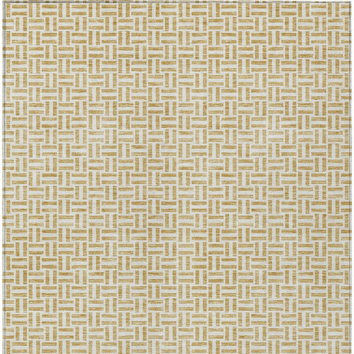 9' X 12' Gold And Ivory Geometric Washable Indoor Outdoor Area Rug-6