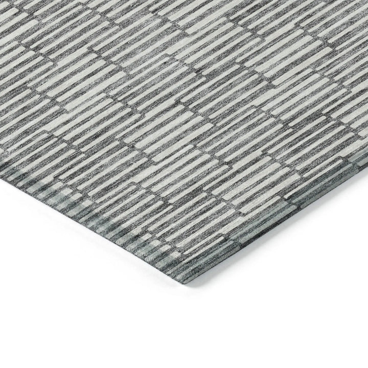 9' X 12' Gray And Ivory Geometric Washable Indoor Outdoor Area Rug-4