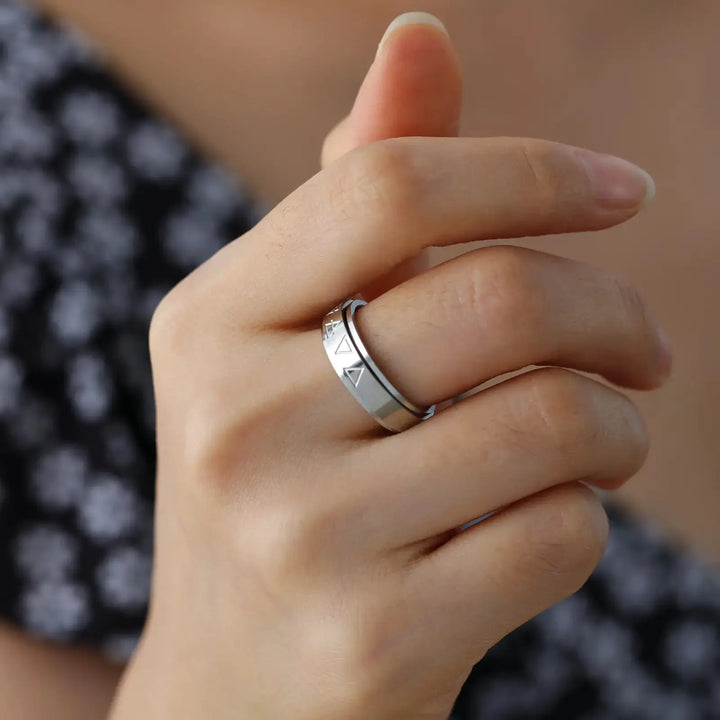 Rotatable Triangle Pattern Stainless Steel Ring My Store