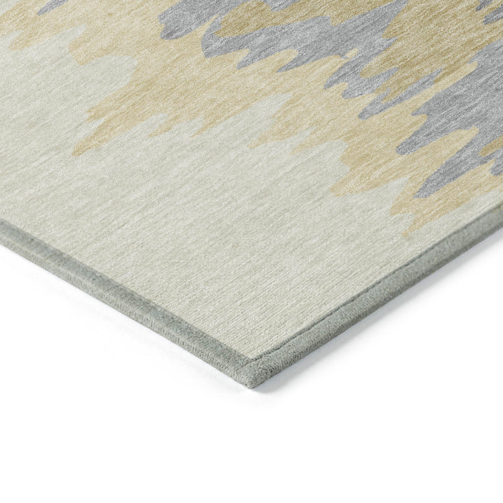 10' X 14' Gold Gray And Beige Abstract Washable Indoor Outdoor Area Rug-3