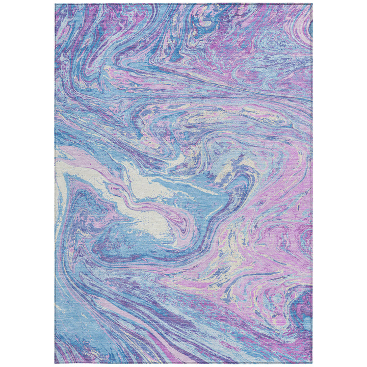 8' X 10' Sky Blue Lavender And Ivory Abstract Washable Indoor Outdoor Area Rug-6