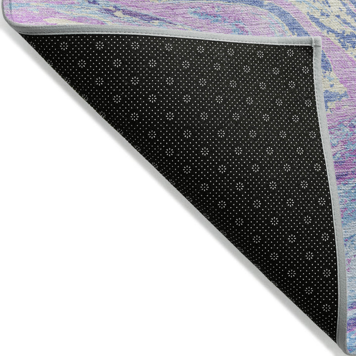8' X 10' Sky Blue Lavender And Ivory Abstract Washable Indoor Outdoor Area Rug-2