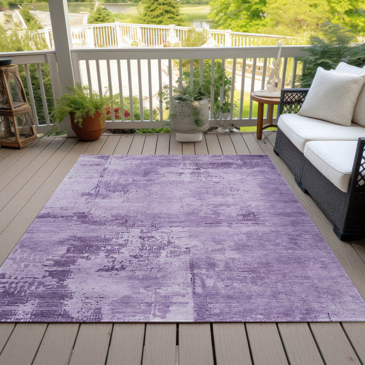 9' X 12' Lavender And Purple Abstract Washable Indoor Outdoor Area Rug-6