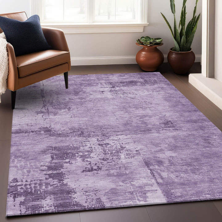 9' X 12' Lavender And Purple Abstract Washable Indoor Outdoor Area Rug-7