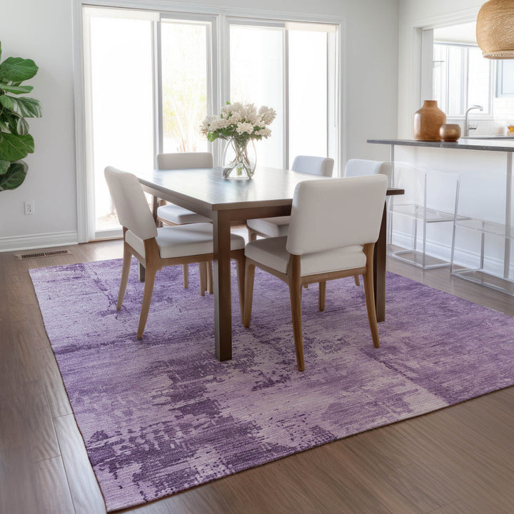 9' X 12' Lavender And Purple Abstract Washable Indoor Outdoor Area Rug-8