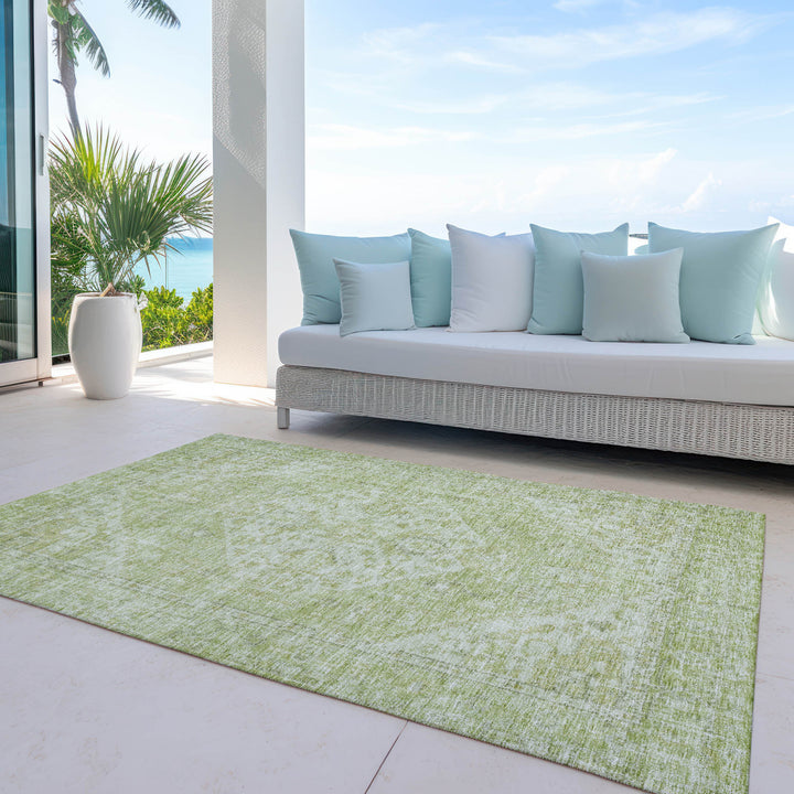 3' X 5' Sage And Ivory Oriental Washable Indoor Outdoor Area Rug-6