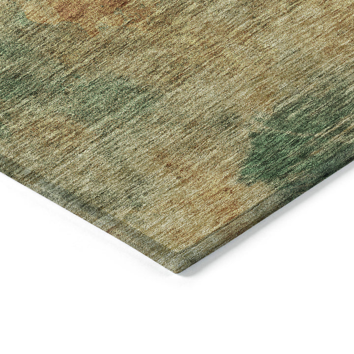 3' X 5' Terra Cotta Copper And Green Abstract Washable Indoor Outdoor Area Rug-3