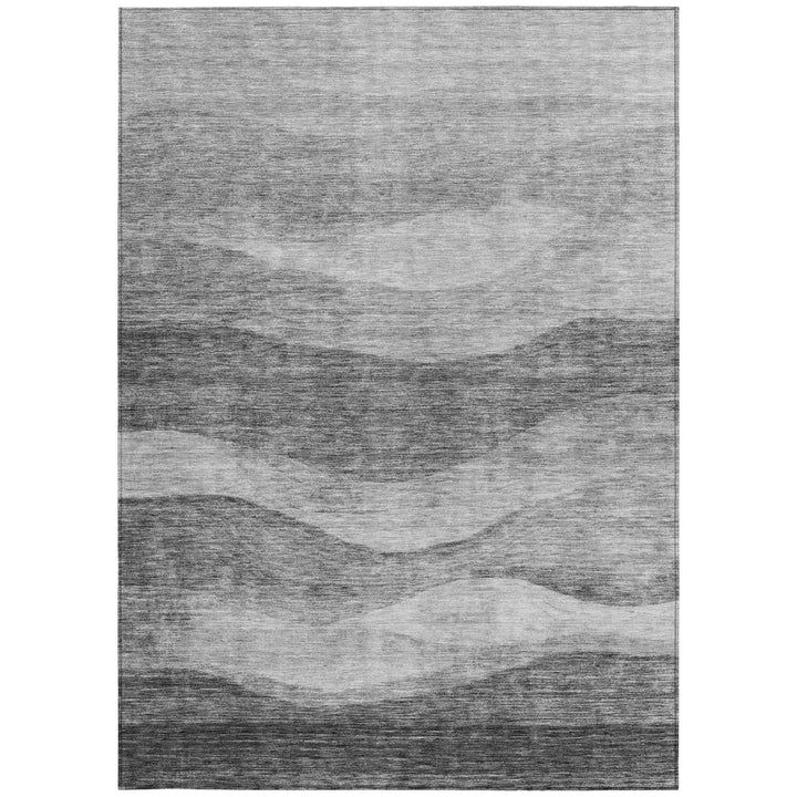 9' X 12' Gray And Charcoal Abstract Washable Indoor Outdoor Area Rug-5