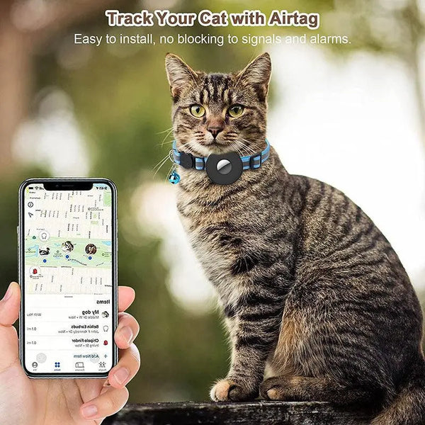 Reflective Adjustable Anti-Lost Pet Collar With Airtag Compatibility-0