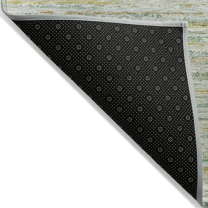 5' X 8' Mint Green Striped Washable Indoor Outdoor Area Rug-3