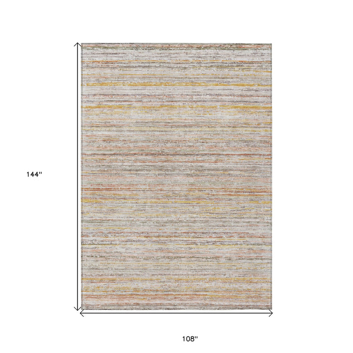 9' X 12' Terra Cotta Striped Washable Indoor Outdoor Area Rug-2