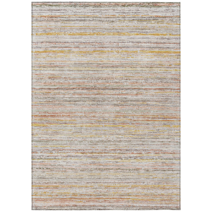 9' X 12' Terra Cotta Striped Washable Indoor Outdoor Area Rug-1