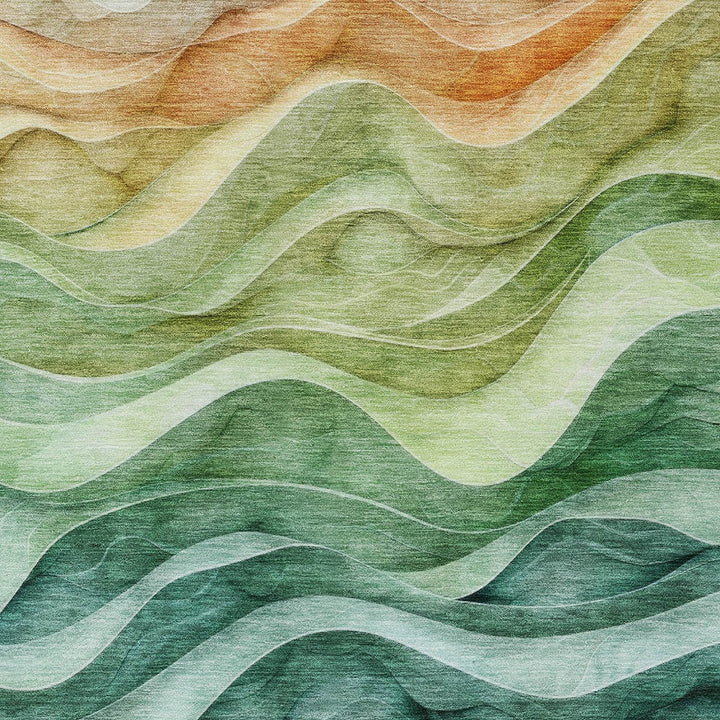 5' X 8' Teal Blue Abstract Washable Indoor Outdoor Area Rug-5