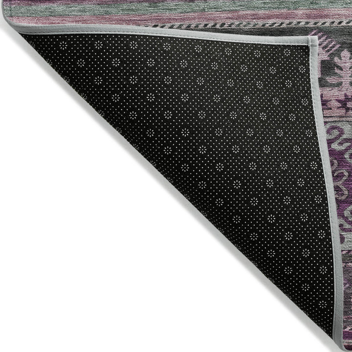 8' X 10' Purple Plum And Gray Tribal Washable Indoor Outdoor Area Rug-3