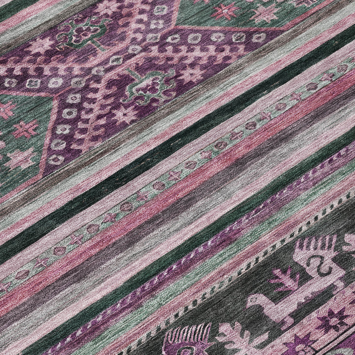 8' X 10' Purple Plum And Gray Tribal Washable Indoor Outdoor Area Rug-5