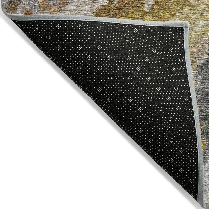 9' X 12' Gold And Gray Abstract Washable Indoor Outdoor Area Rug-3
