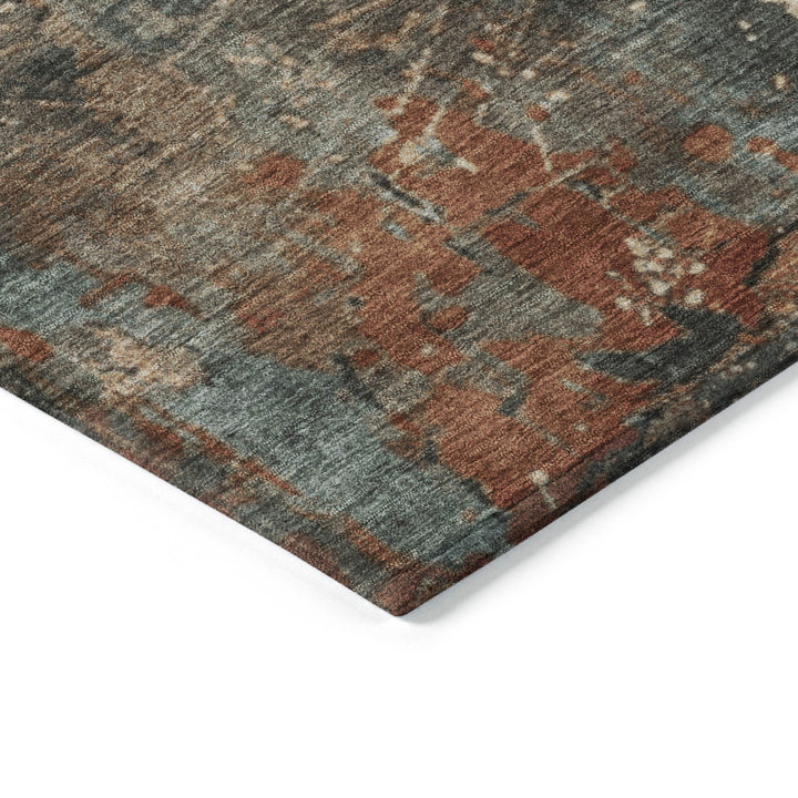 8' X 10' Pale Aqua Copper And Beige Abstract Washable Indoor Outdoor Area Rug-4