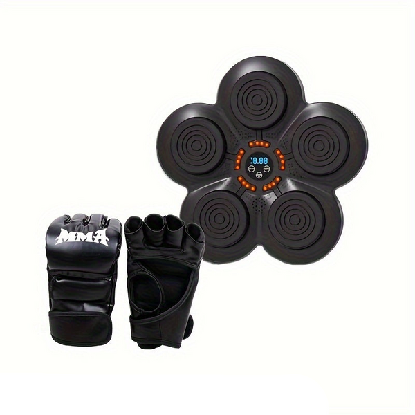 Boxing Training Kit with Reactive LED Wall Punching Target(Black)-0