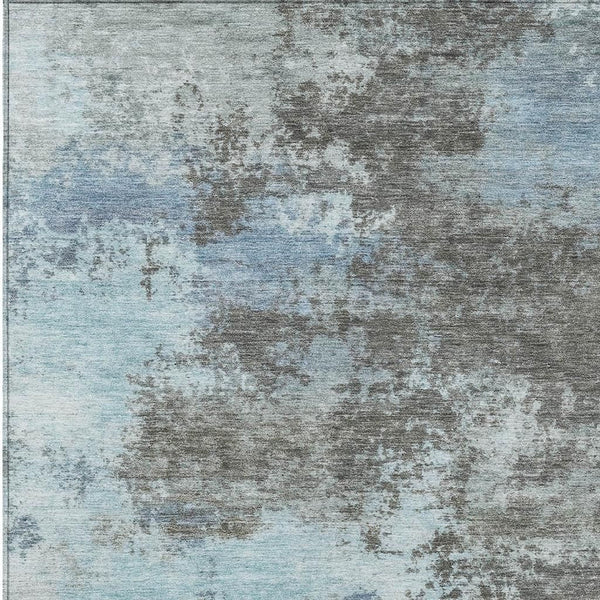 3' X 5' Taupe And Sky Blue Abstract Washable Indoor Outdoor Area Rug Homeroots