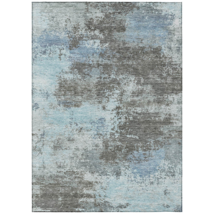3' X 5' Taupe And Sky Blue Abstract Washable Indoor Outdoor Area Rug Homeroots