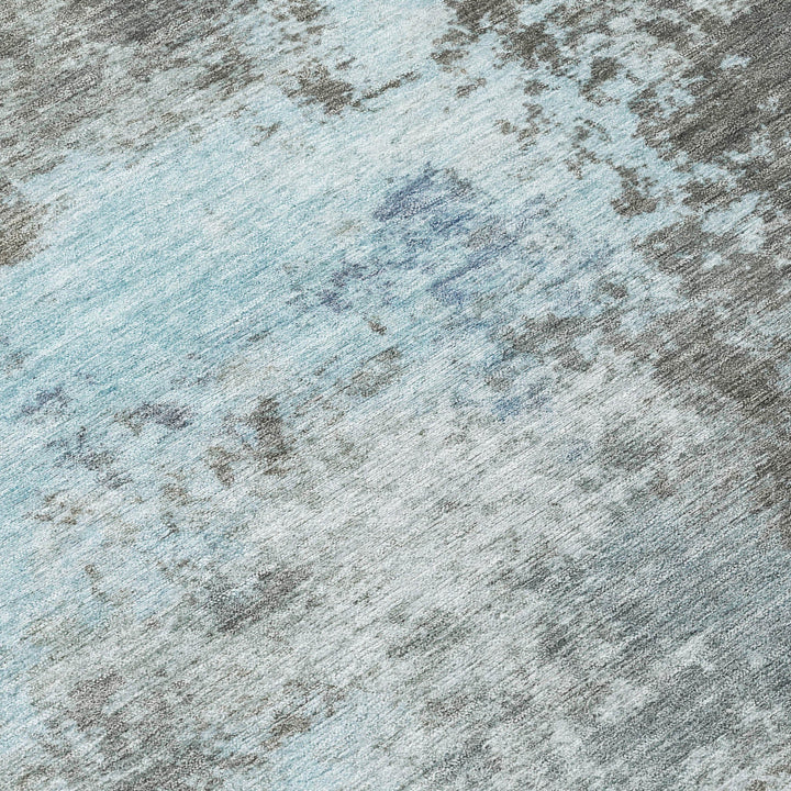 3' X 5' Taupe And Sky Blue Abstract Washable Indoor Outdoor Area Rug Homeroots