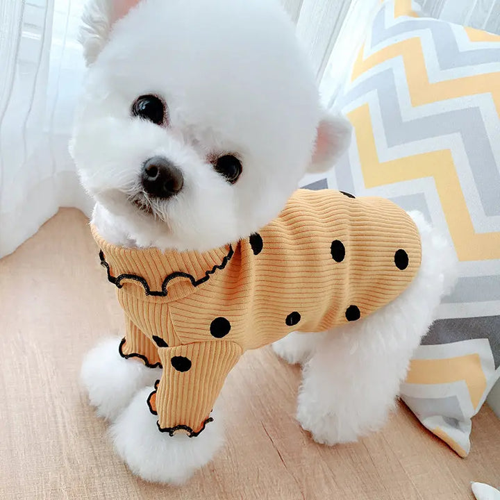 Dot turtleneck dog bottoming shirt My Store