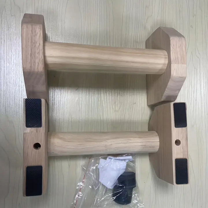 Wooden Push-Up Support Handles - Non-Slip Pad Included-1
