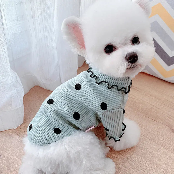 Dot turtleneck dog bottoming shirt My Store