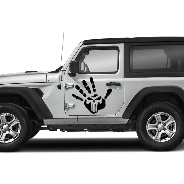 Punisher Skull Handprint Jeep Decal-0