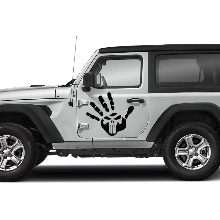 Punisher Skull Handprint Jeep Decal-0